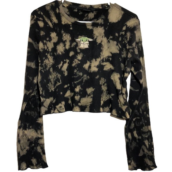 Star Wars Tops Star Wars Grogu Baby Yoda Crop Top Waffle Knit